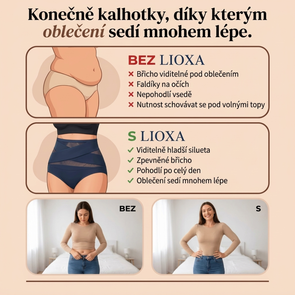 Stahovací kalhotky s vysokým pasem